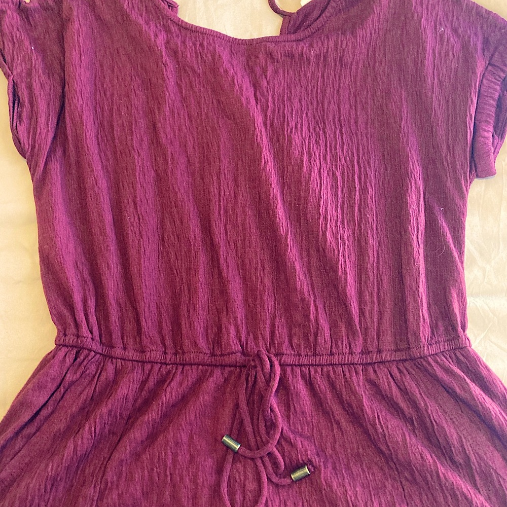 Burgundy/Red Soft Romper with Waist Tie